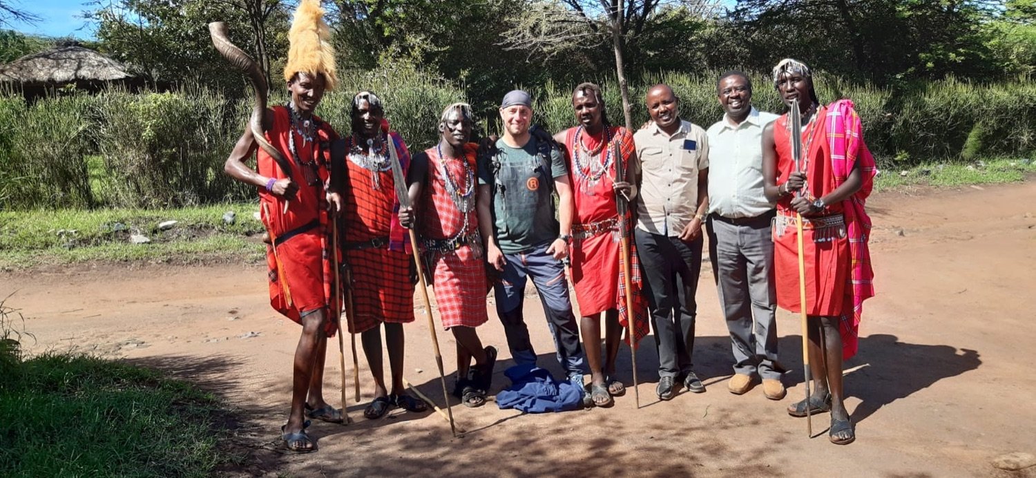 Mark and the team with Kamurar and his brothers on location in Kenya
