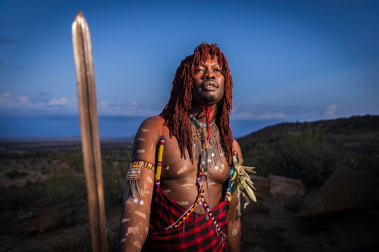 Maasai warrior at dusk